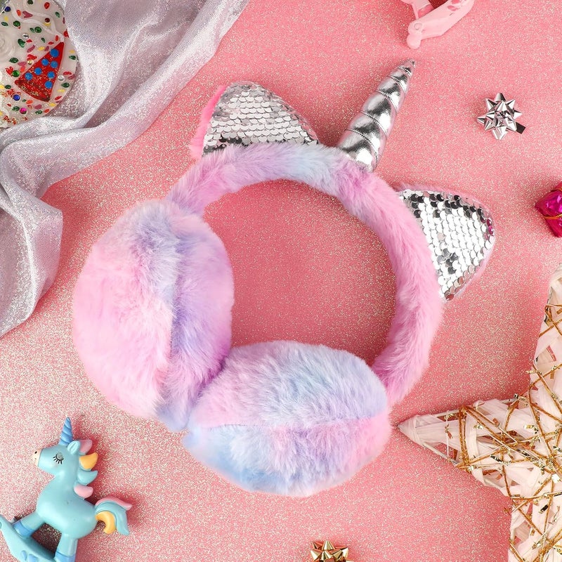 BTHRORO Ear Muffs for Kids Unicorn Earmuffs Winter Cute Ear Warmers Soft Plush Ear Covers for Cold Weather Women Kids Girls - Image 4